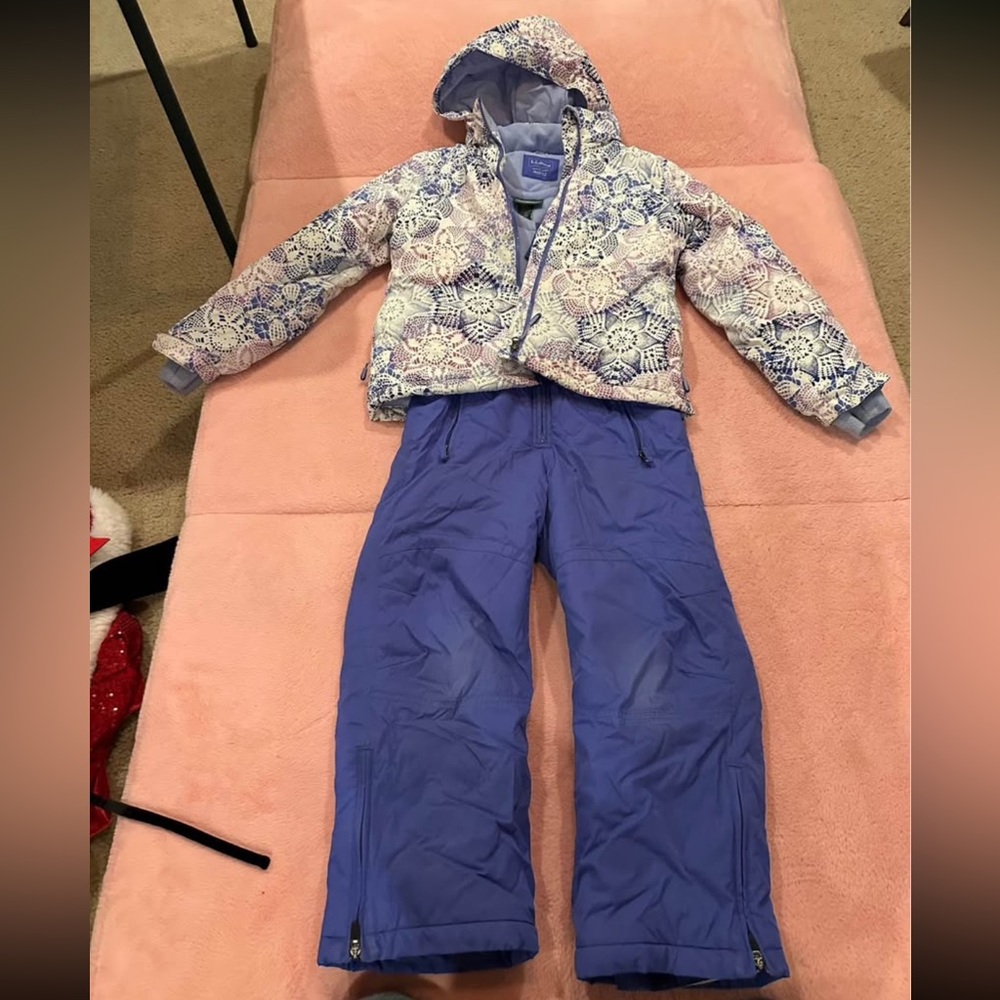 LL Bean Insulated Jacket and Bib Snow Pants Youth Size M/L